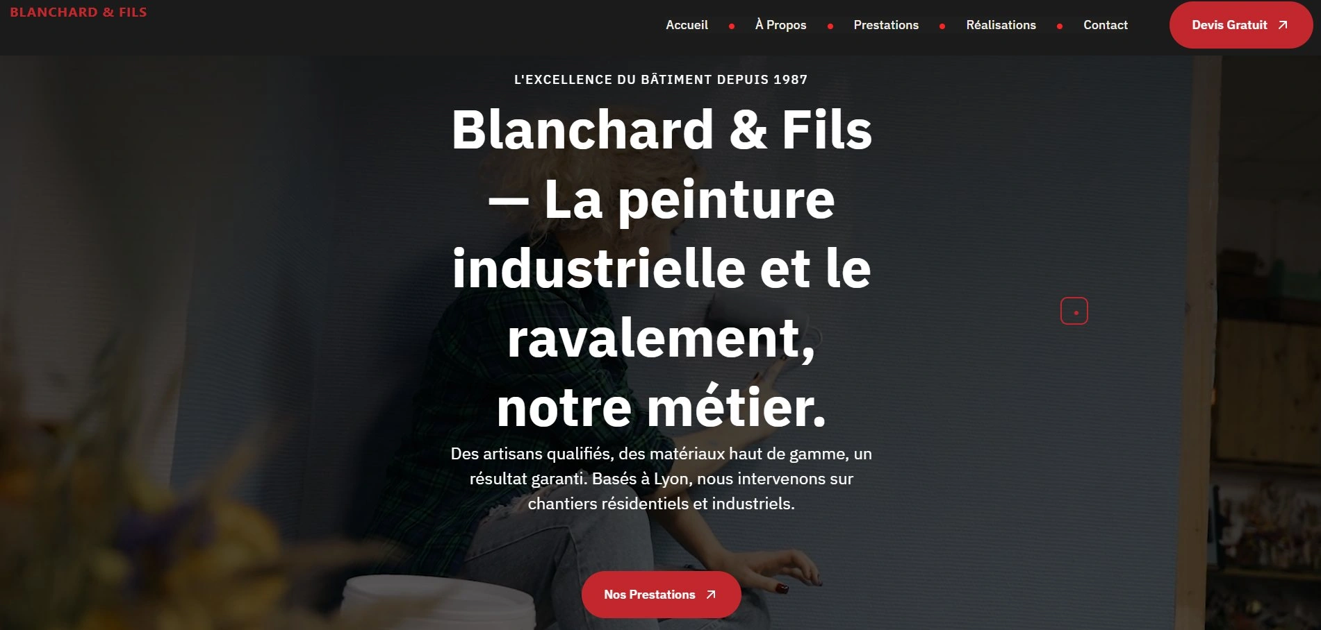 Site web pintor de construção — página inicial